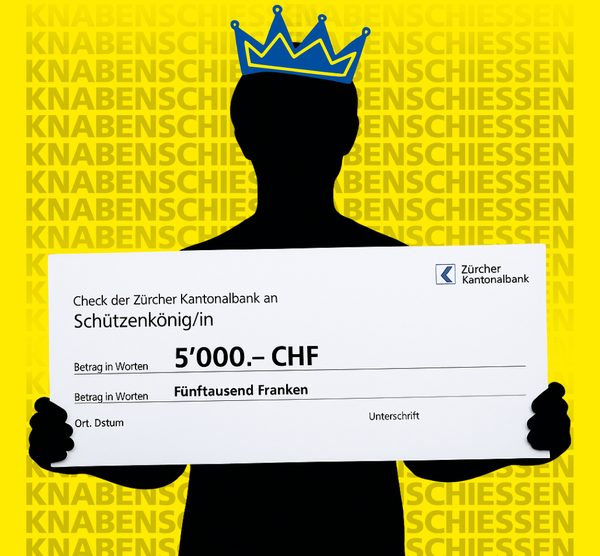 Silhouette der künftigen Schützenkönigin oder des künftigen Schützenkönigs mit Krone und Check